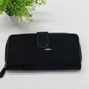 Genuine Stingray Skin Leather Long Double Zip Wallet Made in Thailand